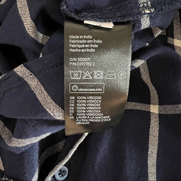 Navy Blue Windowpane Plaid Tunic Button Down ShirtDress - Picture 8 of 10